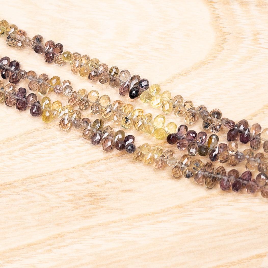 Sapphire 2.5 - 4mm Mixed Faceted Briolette Bead - 5.25" Strand