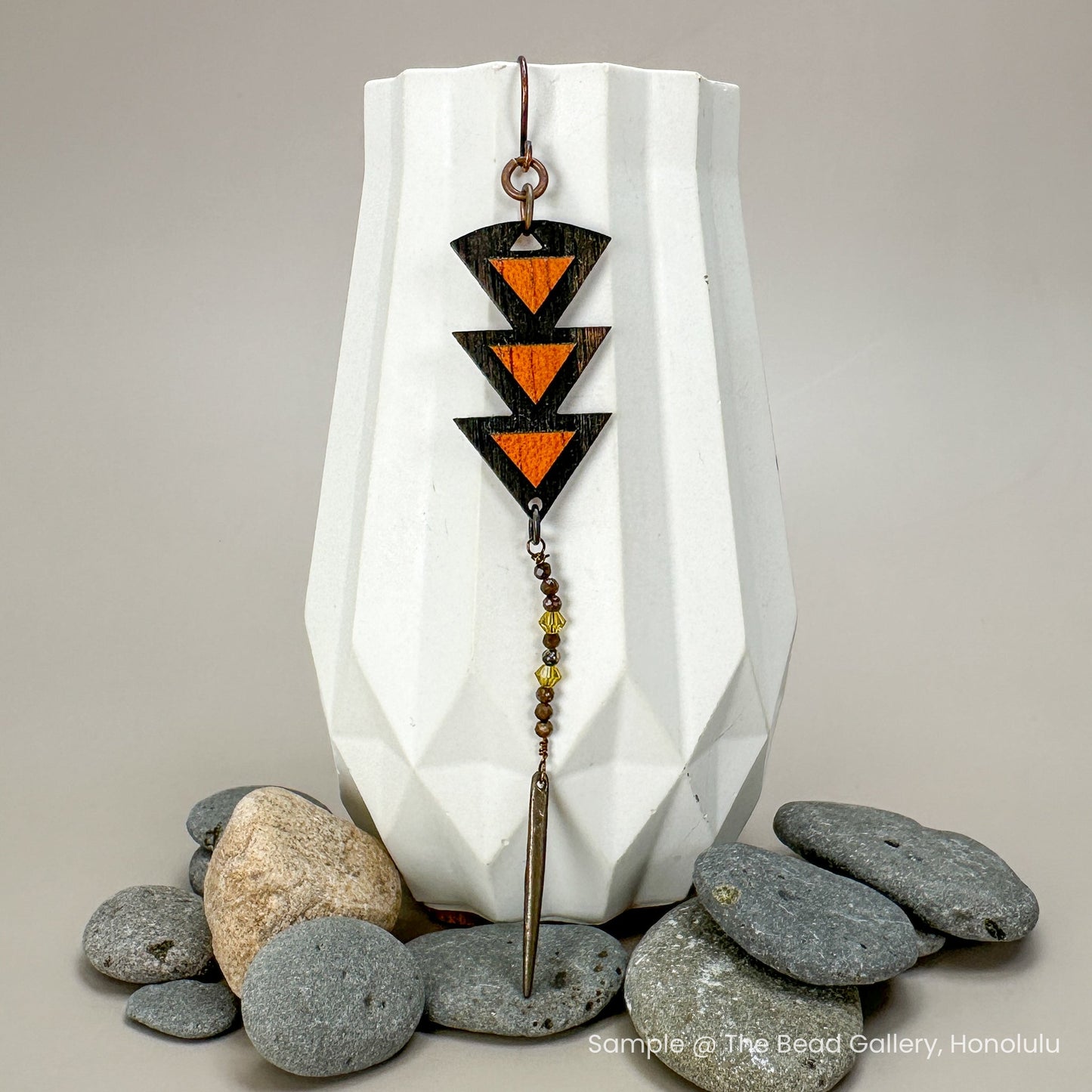 Small Tribal Drop Two Hole Koa Charm - 1 pc. (P1094)-The Bead Gallery Honolulu