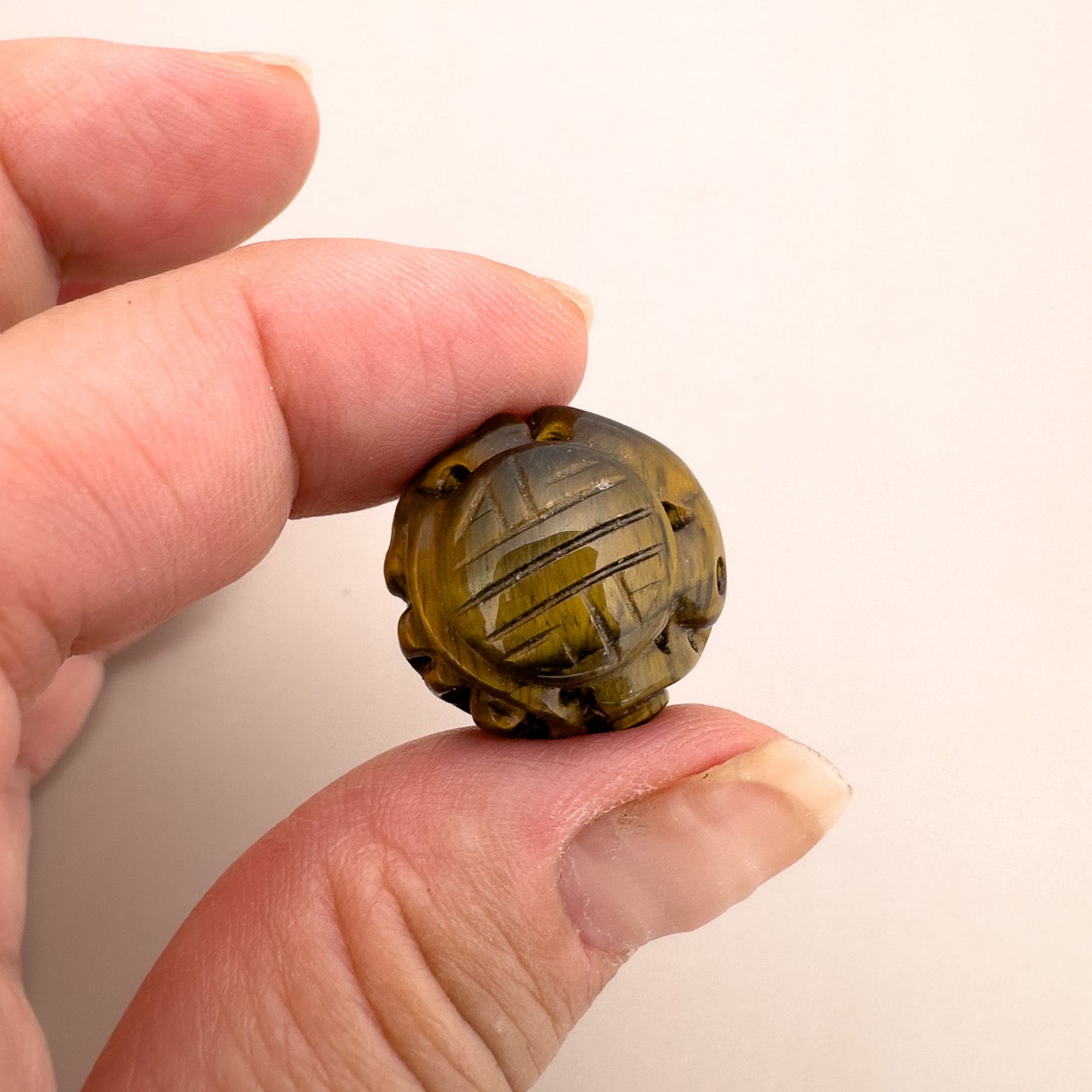 Tiger Eye 18mm Carved Longevity Bead - 1 pc. (P2950)-The Bead Gallery Honolulu