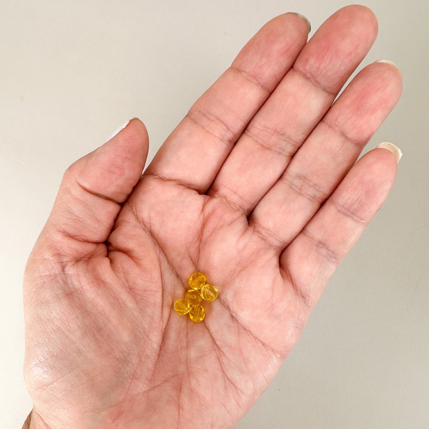 Vintage Czech 5mm Yellow Faceted Fire Polish Glass Bead - 1 pc. (Z212)-The Bead Gallery Honolulu