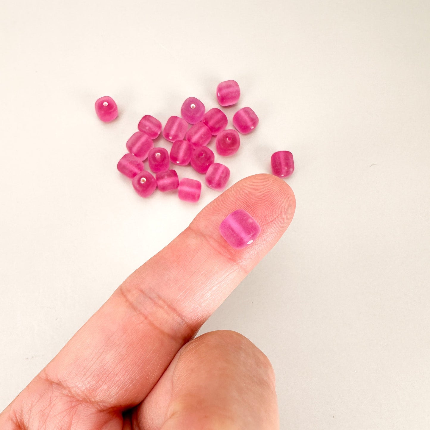 Vintage Czech 6mm Matte Dark Magenta Cube Glass Bead - 1 pc. (Z419)-The Bead Gallery Honolulu