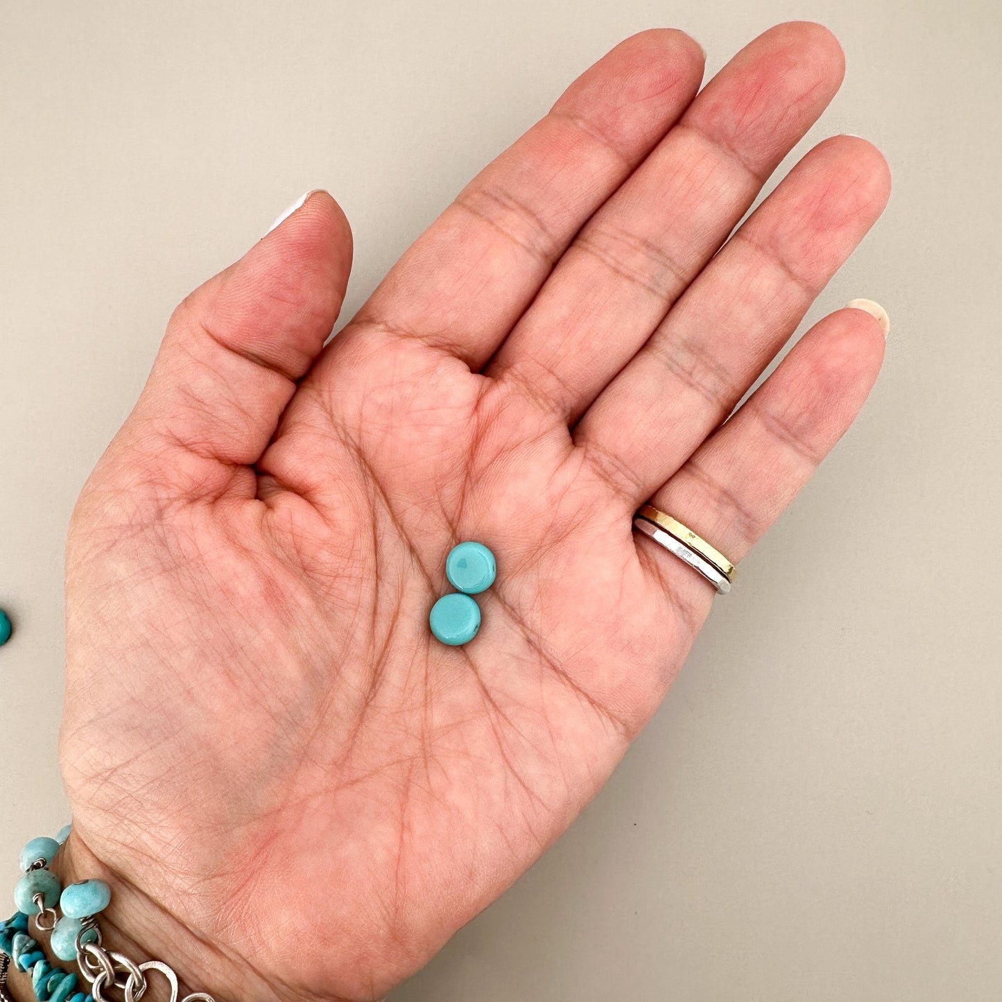 Vintage Czech 8mm Blue Flat Dime Shaped Glass Bead - 1 pc. (Z809)-The Bead Gallery Honolulu