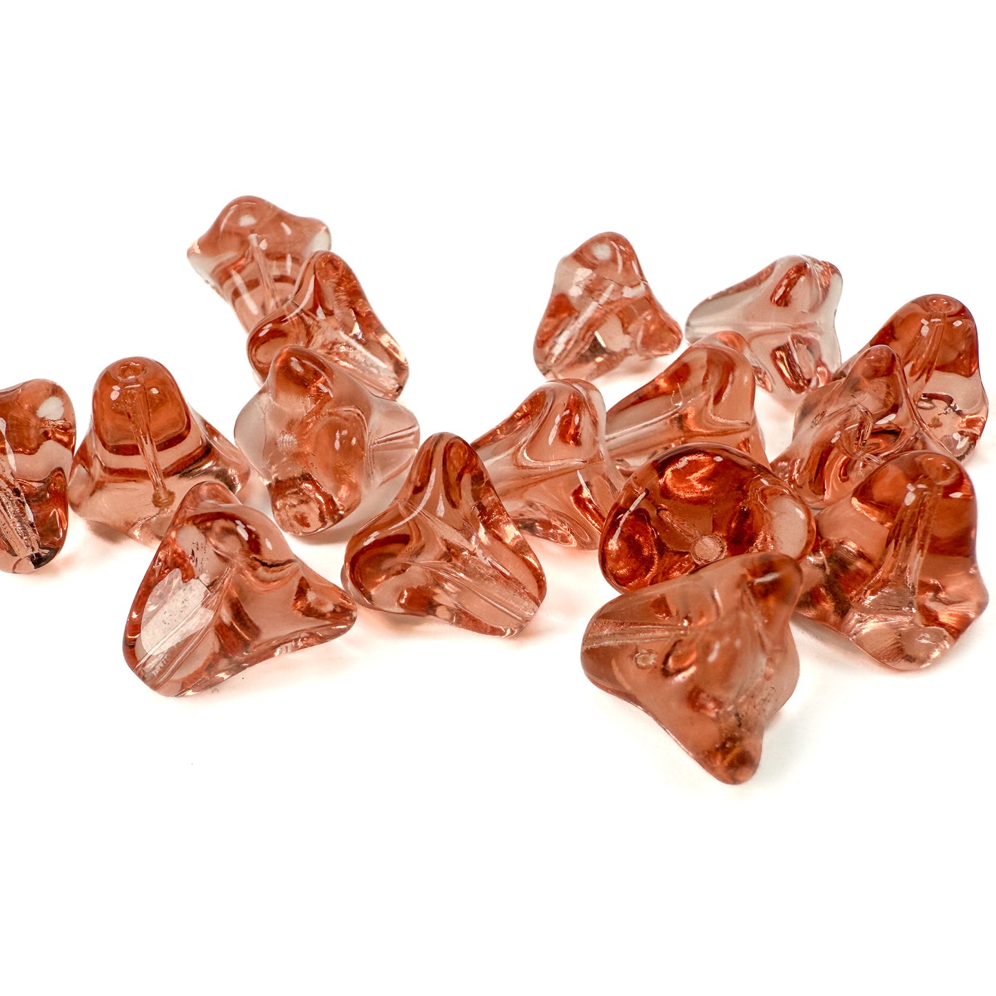 Vintage German 12mm Peach Flower Glass Bead - (1 pc/Z475)-The Bead Gallery Honolulu