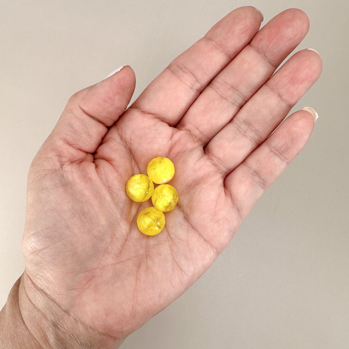 Vintage German 12mm Yellow Textured Round Glass Bead - 1 pc. (Z771)-The Bead Gallery Honolulu