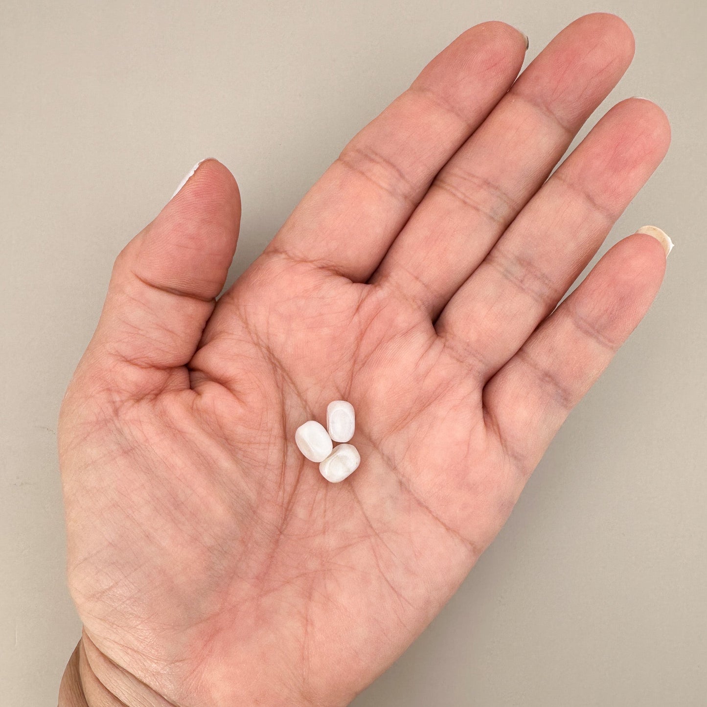 Vintage German 6x8mm Pearl White Rectangular Glass Bead - 1 pc. (Z337)-The Bead Gallery Honolulu