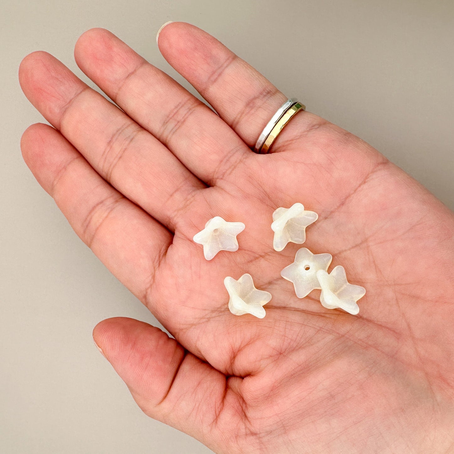 Vintage German 7x14mm Yellow Opal Flower Glass Bead - 1 pc. (Z895)-The Bead Gallery Honolulu