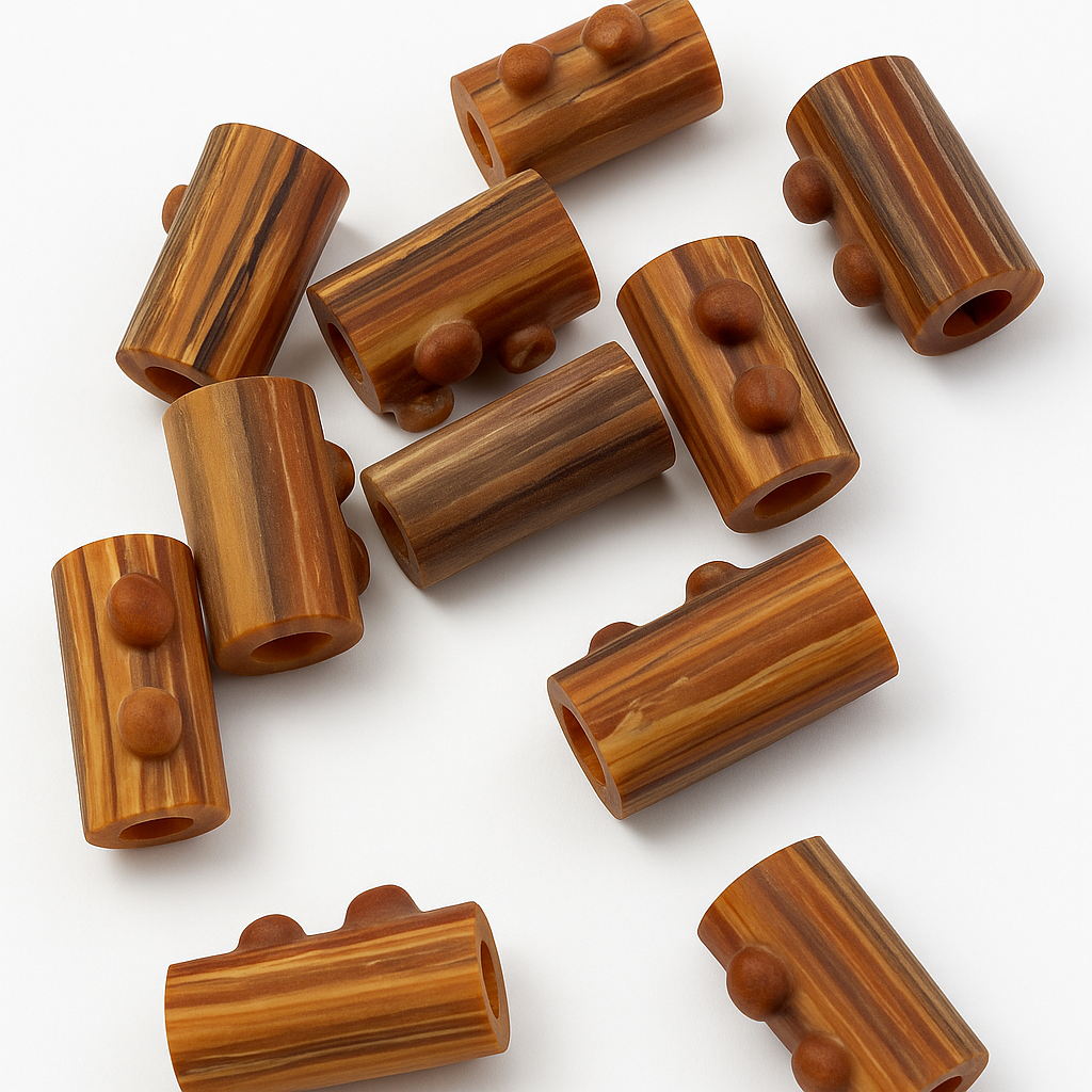 Handblown Glass Wood Grain Medium Brown Glass Bead (1pc/Z17)