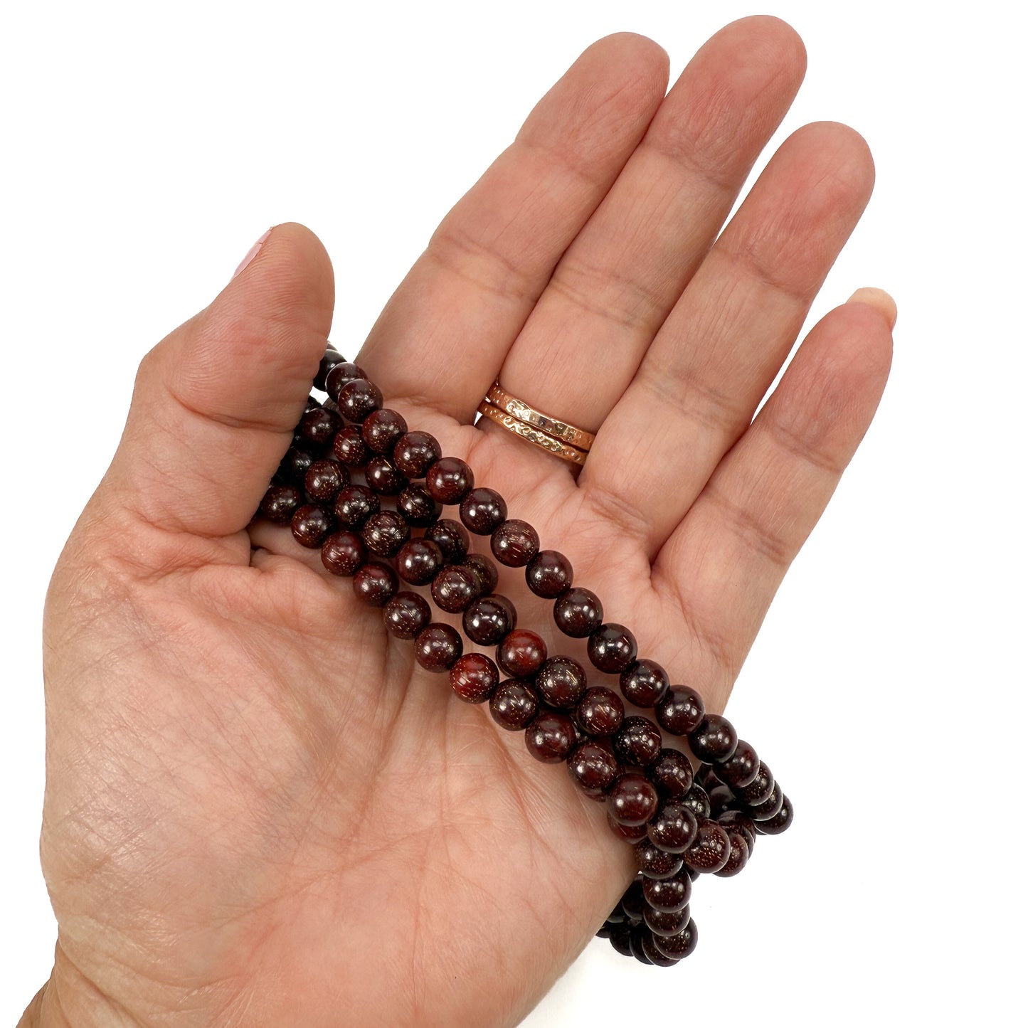 Zambia Blood Sandalwood 6.5mm Smooth Round Bead - 26" Strand (GEM2309)-The Bead Gallery Honolulu