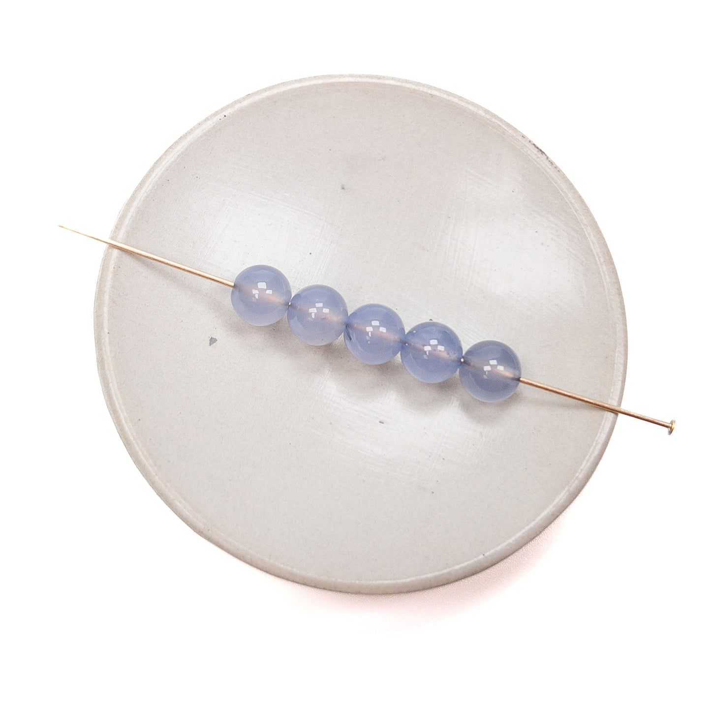 Blue Chalcedony 7mm Smooth Round Bead - 1 pc.