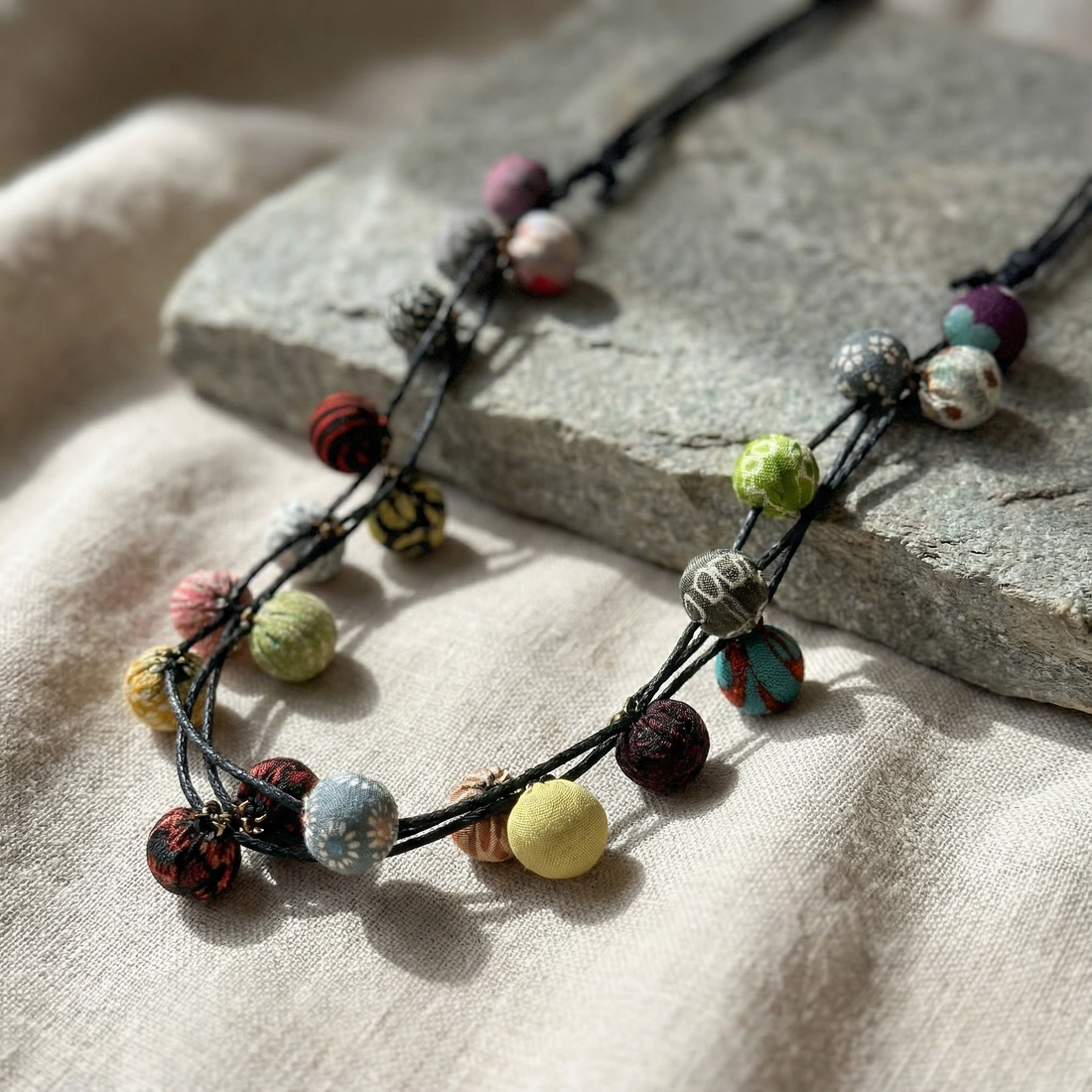 Handmade Vintage Kimono Multi-Ball Necklace - The Bead Gallery Honolulu