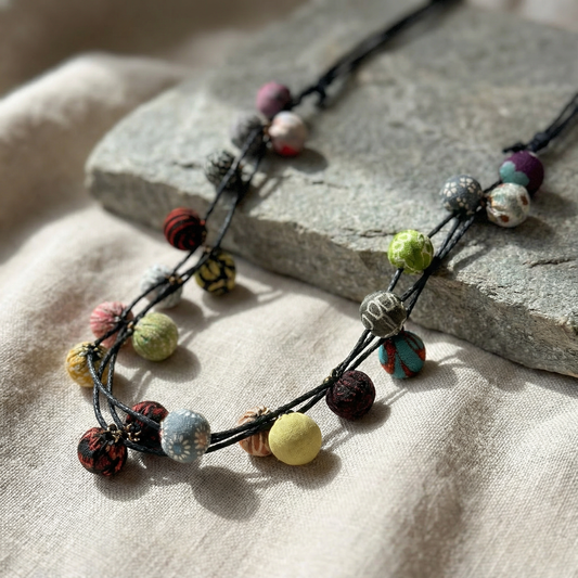 Handmade Vintage Kimono Multi-Ball Necklace - The Bead Gallery Honolulu