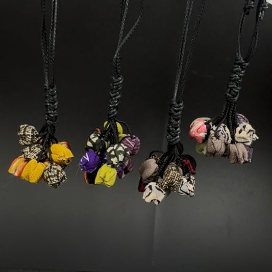 Handmade Vintage Kimono Drop Flower Necklace (J353) - The Bead Gallery Honolulu