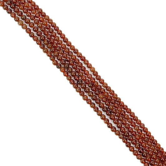 Hessonite Garnet 4mm Round Bead - 7.5 Strand (GEM1978) - The Bead Gallery Honolulu