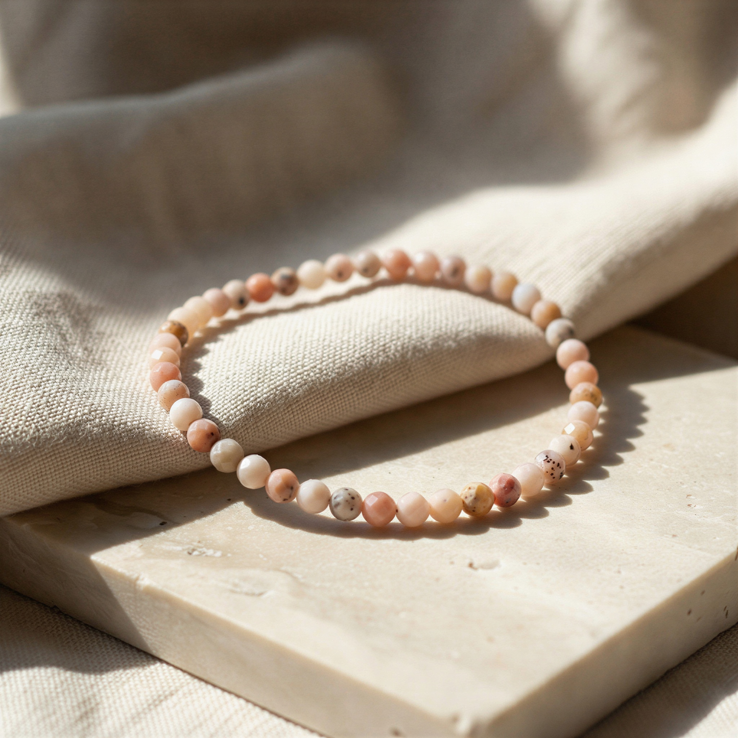 Pink Opal 3.5mm Faceted Round Bead - 7.5" Strand (GEM1927) – AI Studio Image (Transformed)