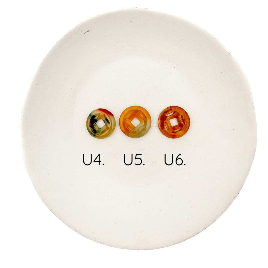 Jadeite Carved Donut Money Coin Charm (1 pc/P3459)