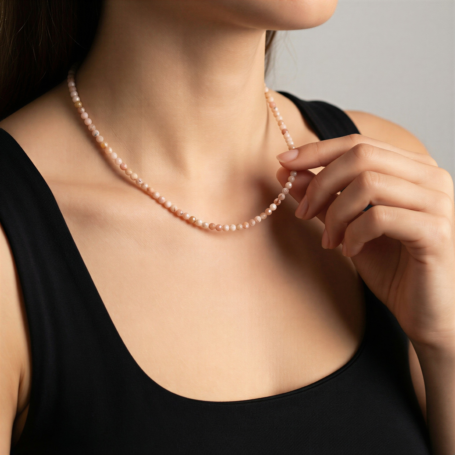 Pink Opal 3.5mm Faceted Round Bead - 7.5" Strand (GEM1927) – AI Studio Image (Transformed)