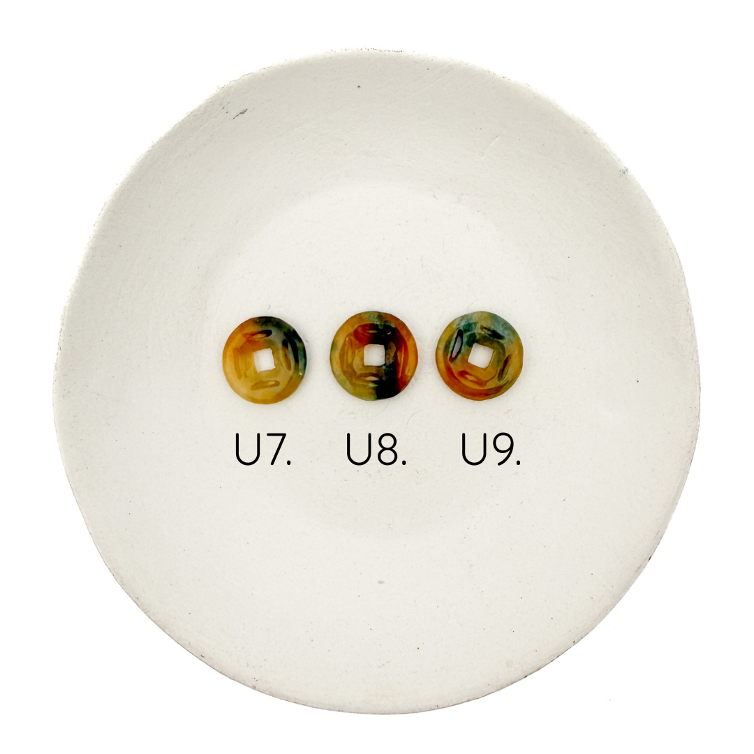 Jadeite Carved Donut Money Coin Charm (1 pc/P3459)