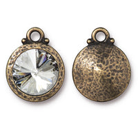 12mm European Crystal Round Rivoli Drop (3 Metal Finishes Available) - 1 pc.