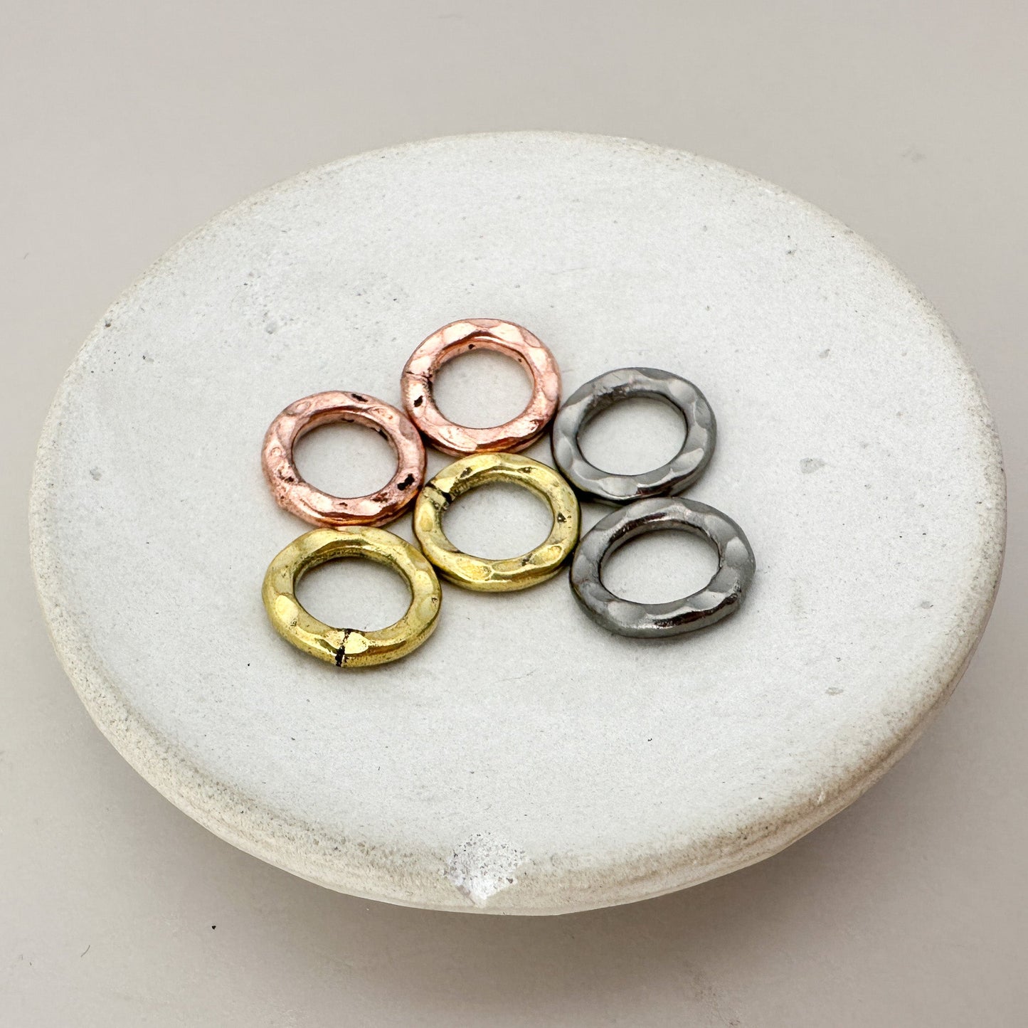 12mm Plated Hammered Ring (3 Metal Options) - 1 pc. (M1837)