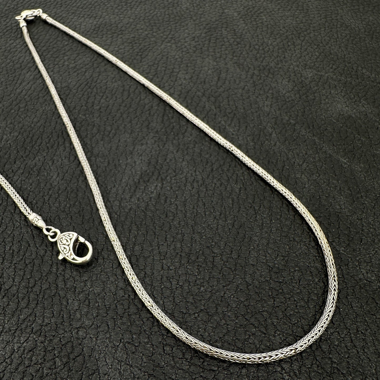 18" 2mm Fine Braided Bali Silver Finished Chain Necklace - 1 pc. (J251)-The Bead Gallery Honolulu