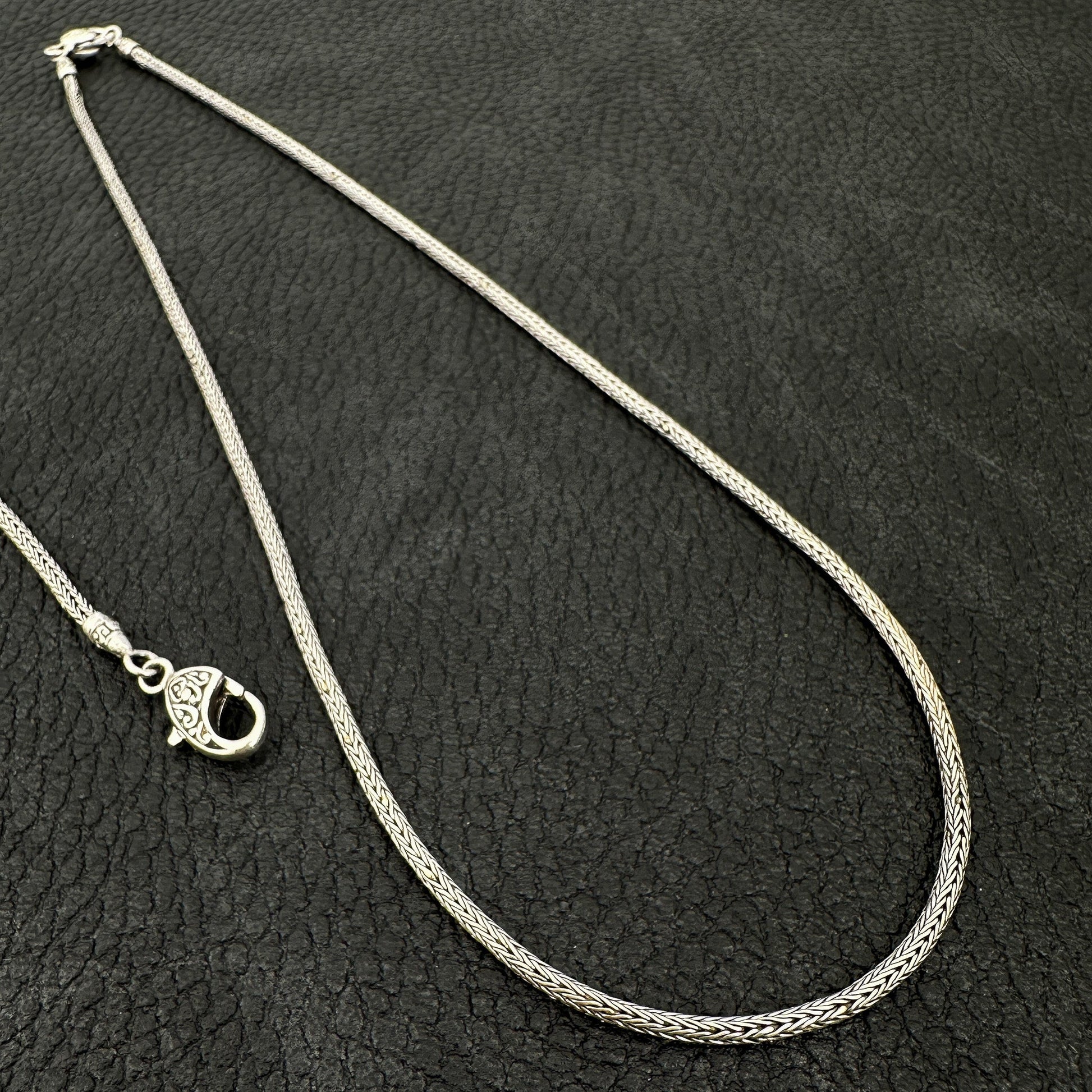 18" 2mm Fine Braided Bali Silver Finished Chain Necklace - 1 pc. (J251)-The Bead Gallery Honolulu