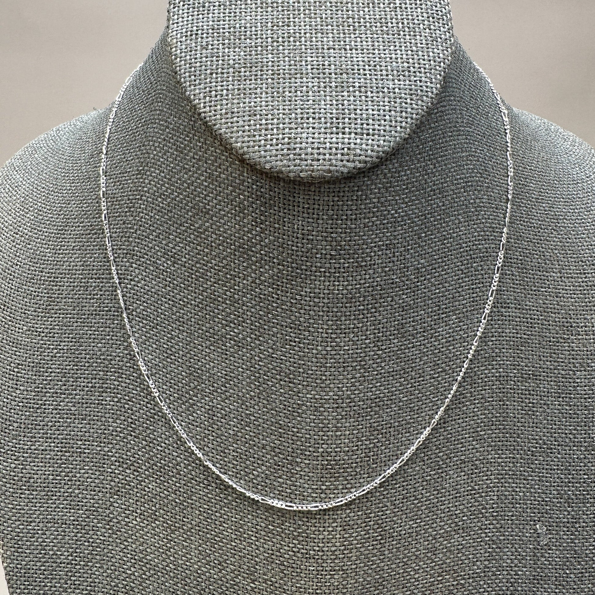 18" Figaro Chain 1.5mm Finished Chain (Sterling Silver) - 1 pc. (M42)-The Bead Gallery Honolulu