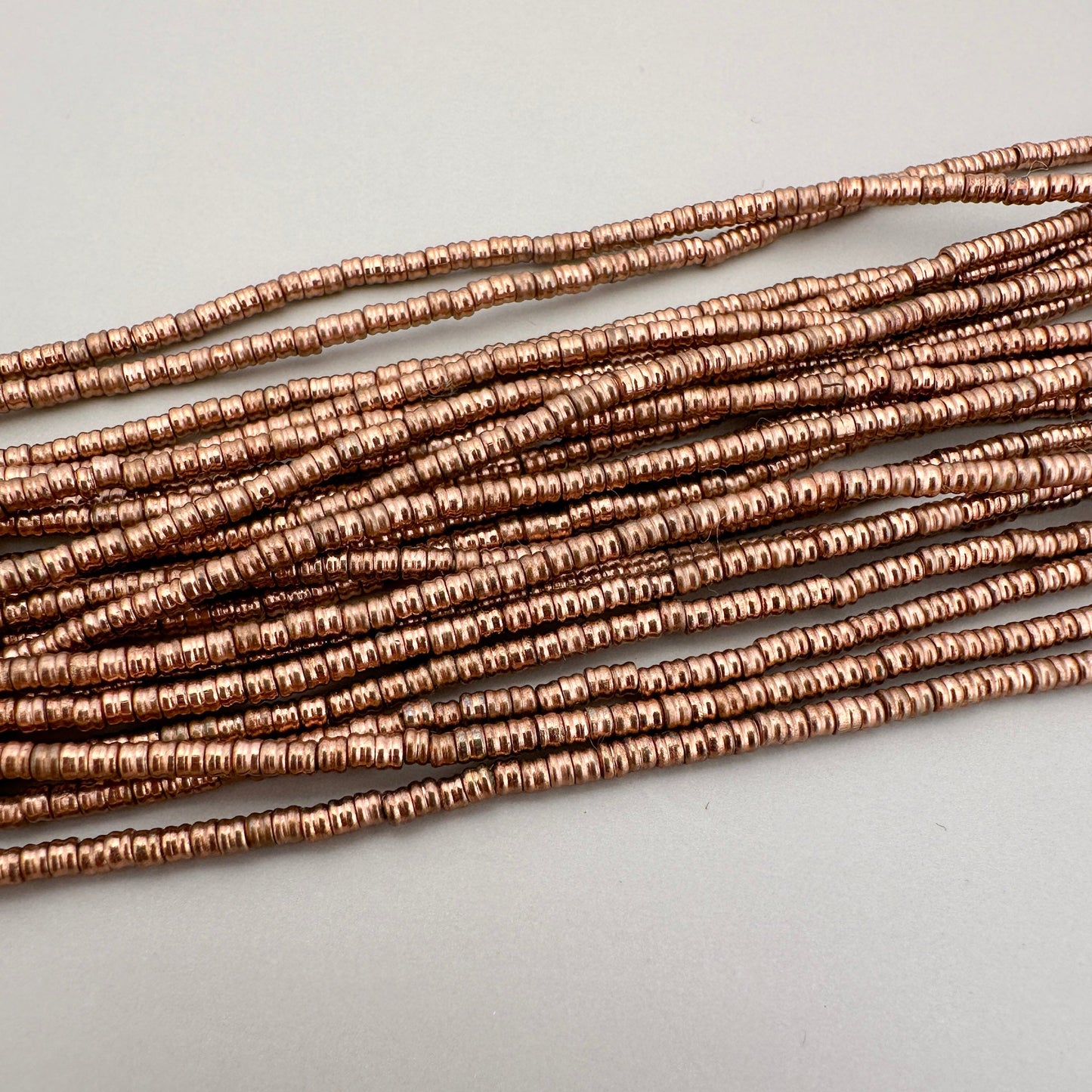 2-3mm Stacked Tube Brass Bead (3 Color Options) - 24" Strand (GEM2221)