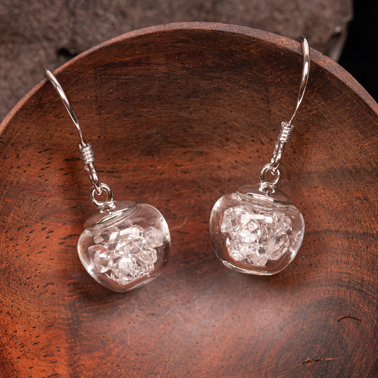 Herkimer Apple Earrings (Rhodium Plated Sterling Silver) - 1 pair (P915)