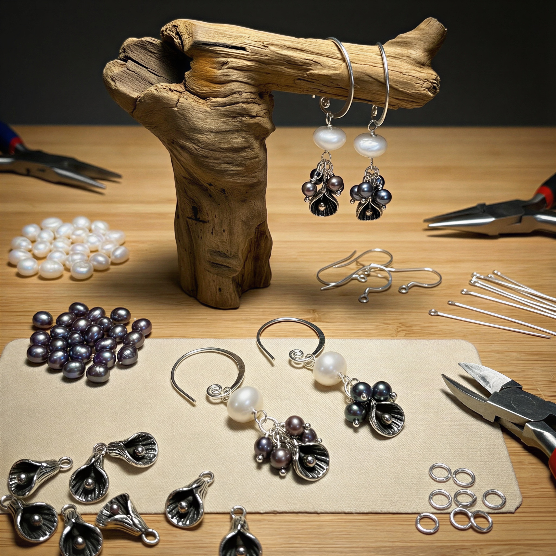 Calla Lily Earring Kit - Sterling Silver (KT279) – AI Studio Image (Transformed)