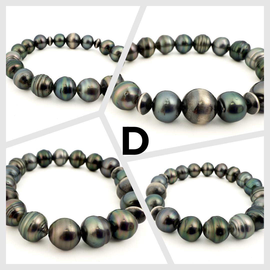 Tahitian Pearl w/ Fancy Focal Stretchy Cord Bracelet (1 pc/J83)-The Bead Gallery Honolulu