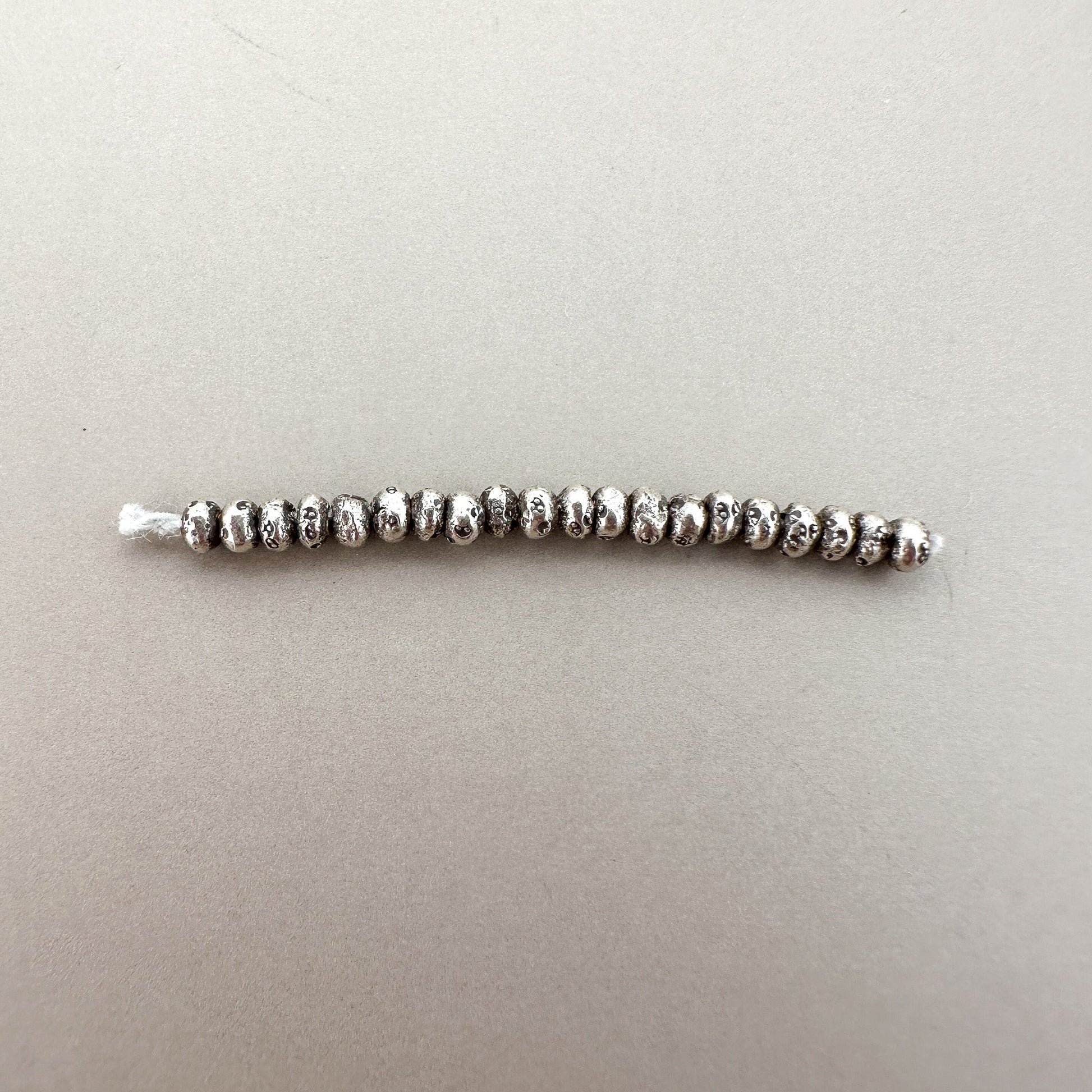 2.2mm Hand Stamped Antique Thai Silver Rondelle Bead - 20 pcs. (M1921)-The Bead Gallery Honolulu