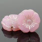 Pink Opaline Hibiscus Flower with Silver Wash 12mm Glass Bead - 6 pcs.-The Bead Gallery Honolulu