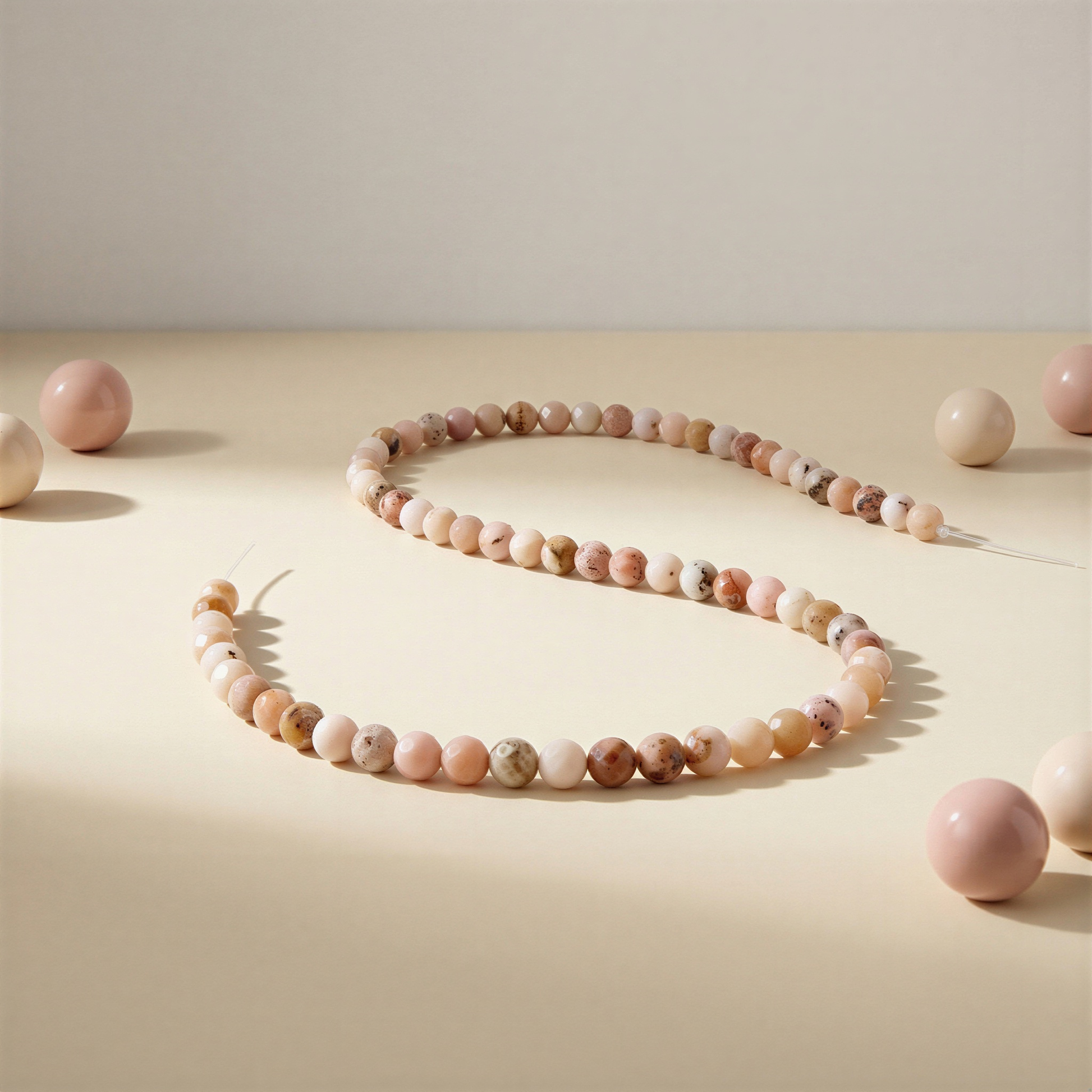 Pink Opal 3.5mm Faceted Round Bead - 7.5" Strand (GEM1927) – AI Studio Image (Transformed)