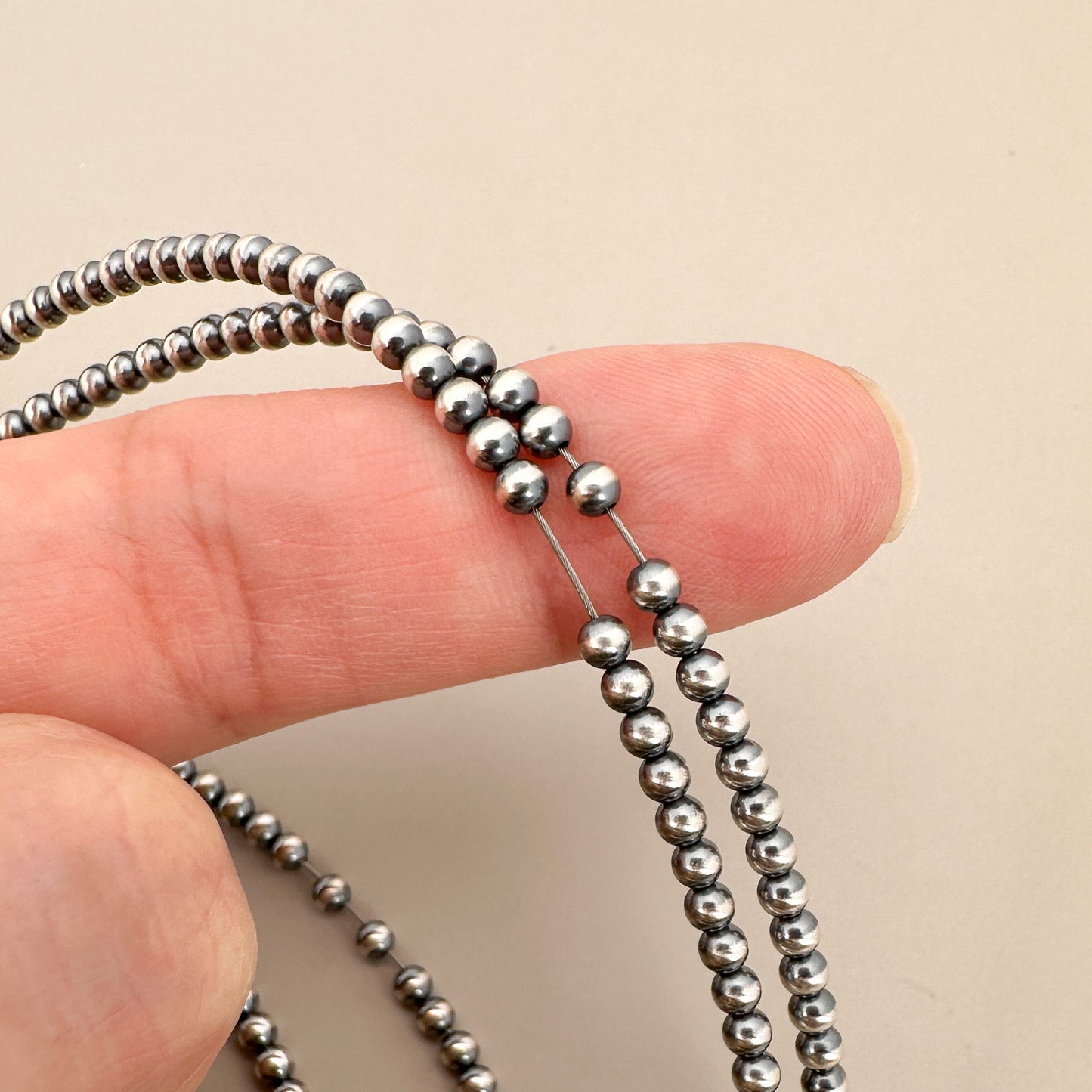 3mm Navajo Smooth Round Bead (Oxidized Sterling Silver) - 10 pcs. (M1960)