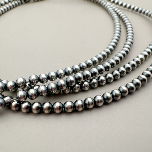 3mm Navajo Smooth Round Bead (Oxidized Sterling Silver) - 10 pcs. (M1960)-The Bead Gallery Honolulu