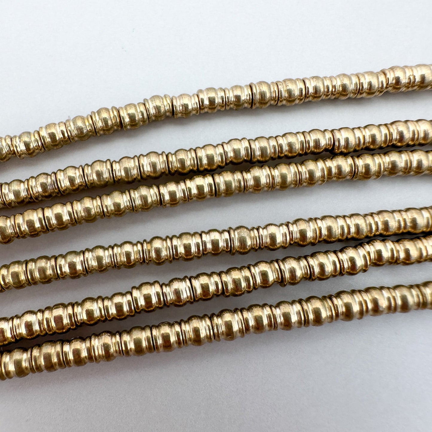 3mm Stacked Tube Brass Metal Bead - 24" Strand (GEM2231)