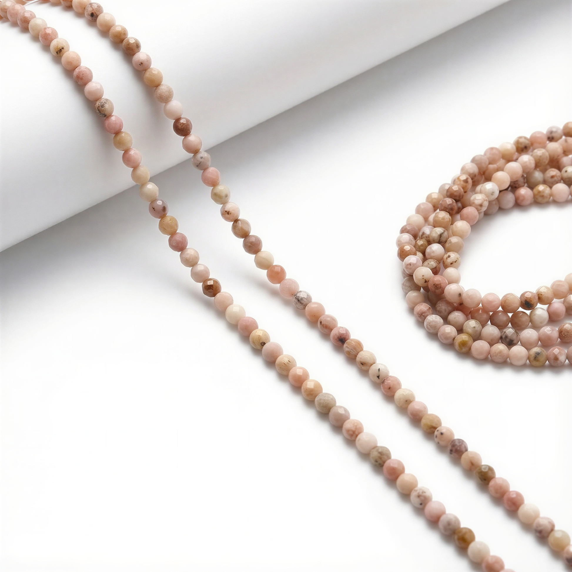 Pink Opal 3.5mm Faceted Round Bead - 7.5" Strand (GEM1927) – AI Studio Image (Transformed)