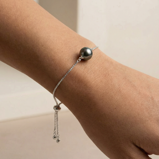 Papeete Tahitian Pearl Adjustable Sliding Bracelet (Sterling Silver) - 1 kit – AI Studio Image (AI)