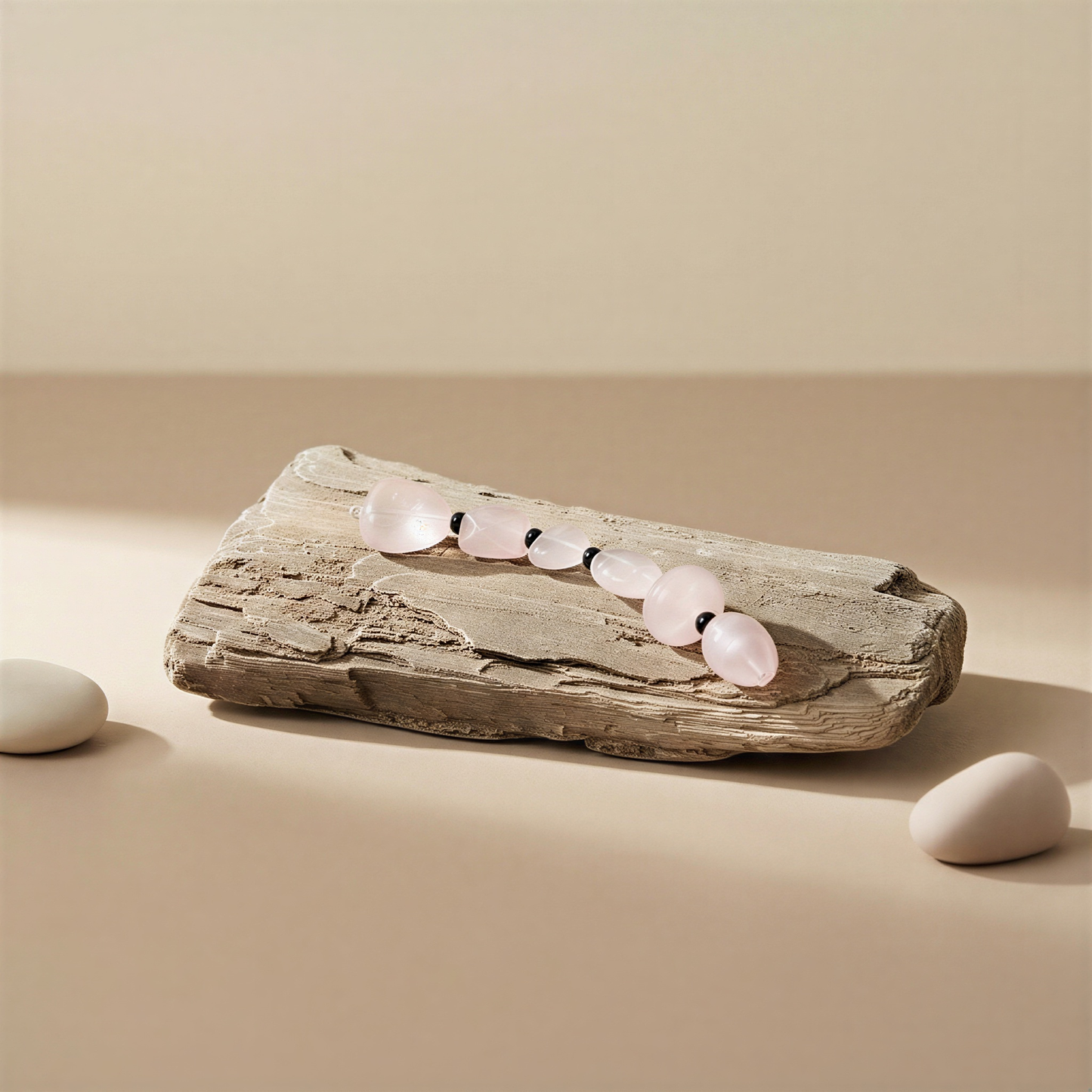 Chunky Rose Quartz Bead Mix  (6 pcs/KT297) – AI Studio Image (Transformed)