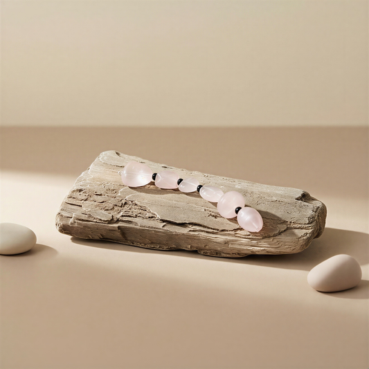 Chunky Rose Quartz Bead Mix  (6 pcs/KT297) – AI Studio Image (Transformed)