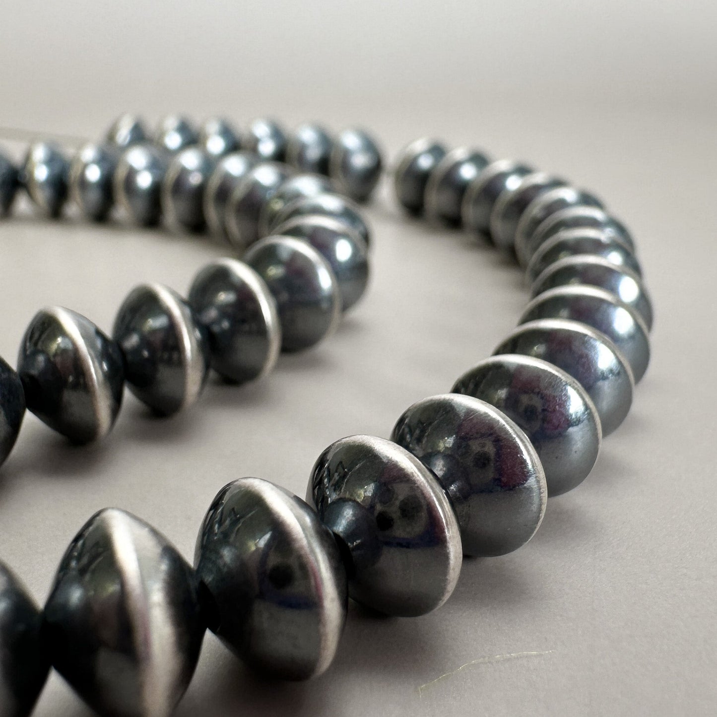 8mm Navajo Smooth Saucer Bead (Oxidized Sterling Silver) - 1 pc. (M1765)-The Bead Gallery Honolulu