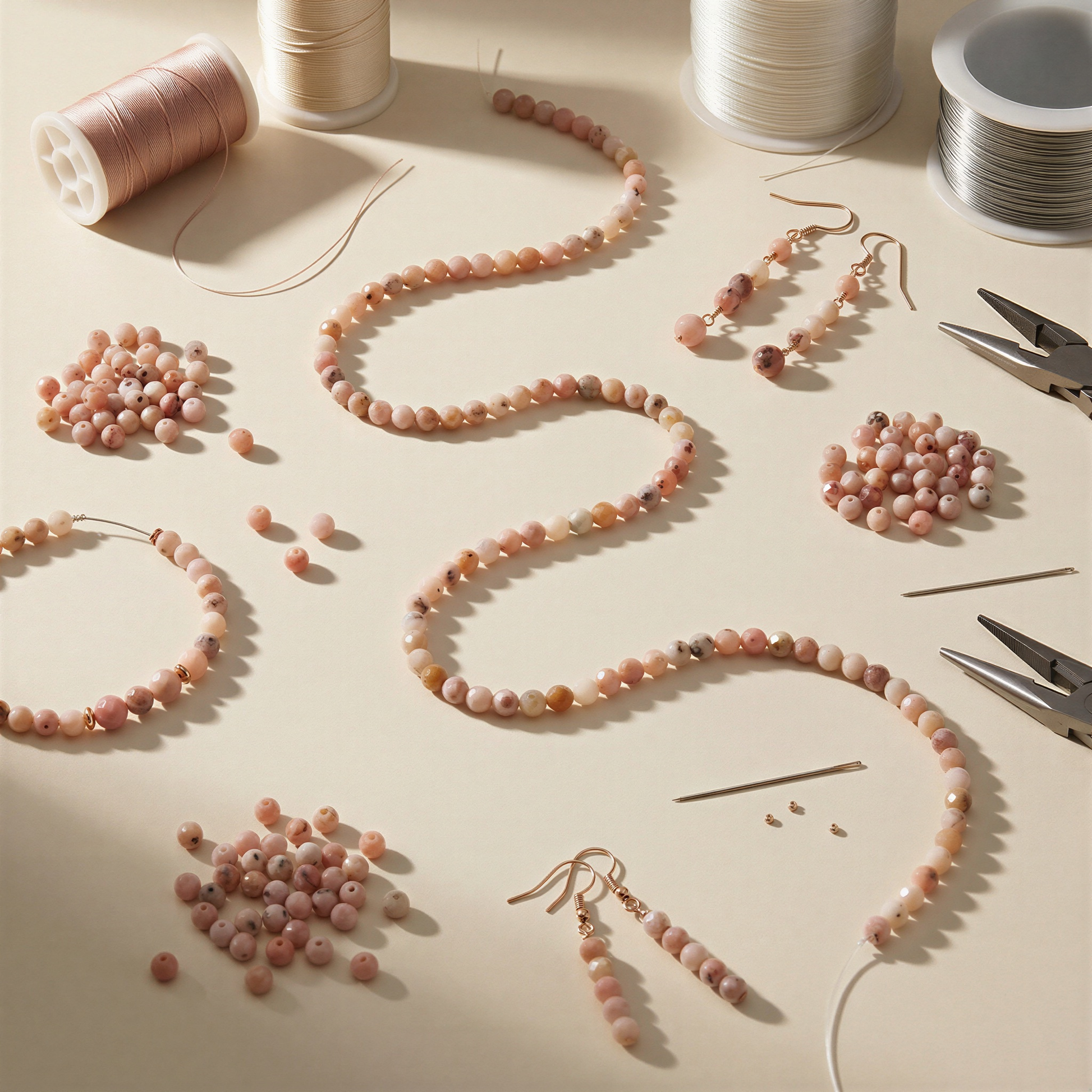 Pink Opal 3.5mm Faceted Round Bead - 7.5" Strand (GEM1927) – AI Studio Image (Transformed)