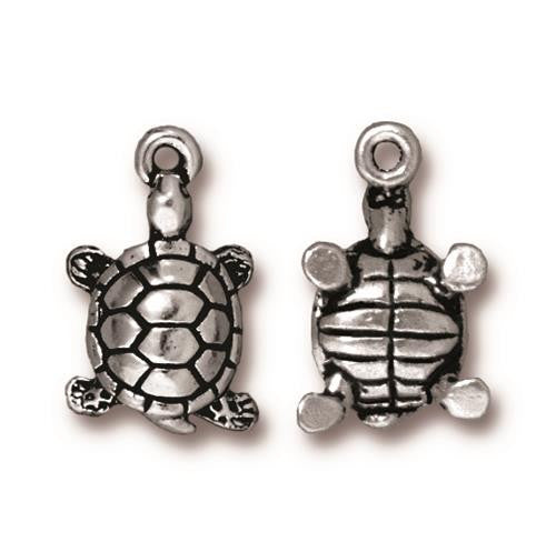Turtle Charm (Antique Silver Plated) - 1 pc.-The Bead Gallery Honolulu