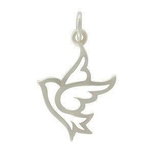 Peace Dove Charm (Sterling Silver) - 1 pc.-The Bead Gallery Honolulu