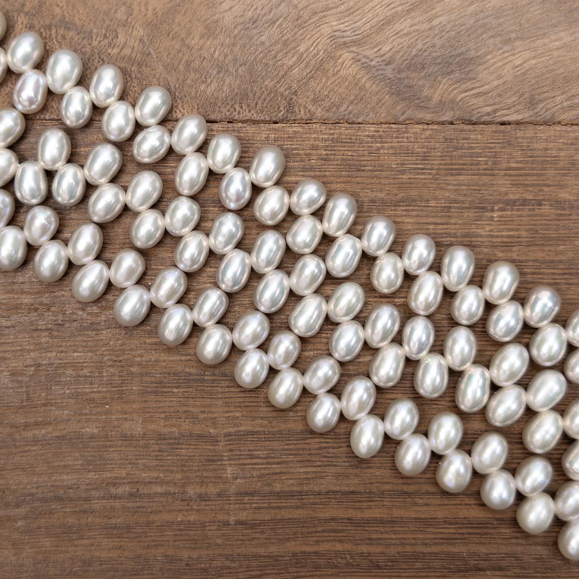 Freshwater Pearl Tip-Drill 8x6mm Grey Bead - 8" Strand (GEM191)-The Bead Gallery Honolulu