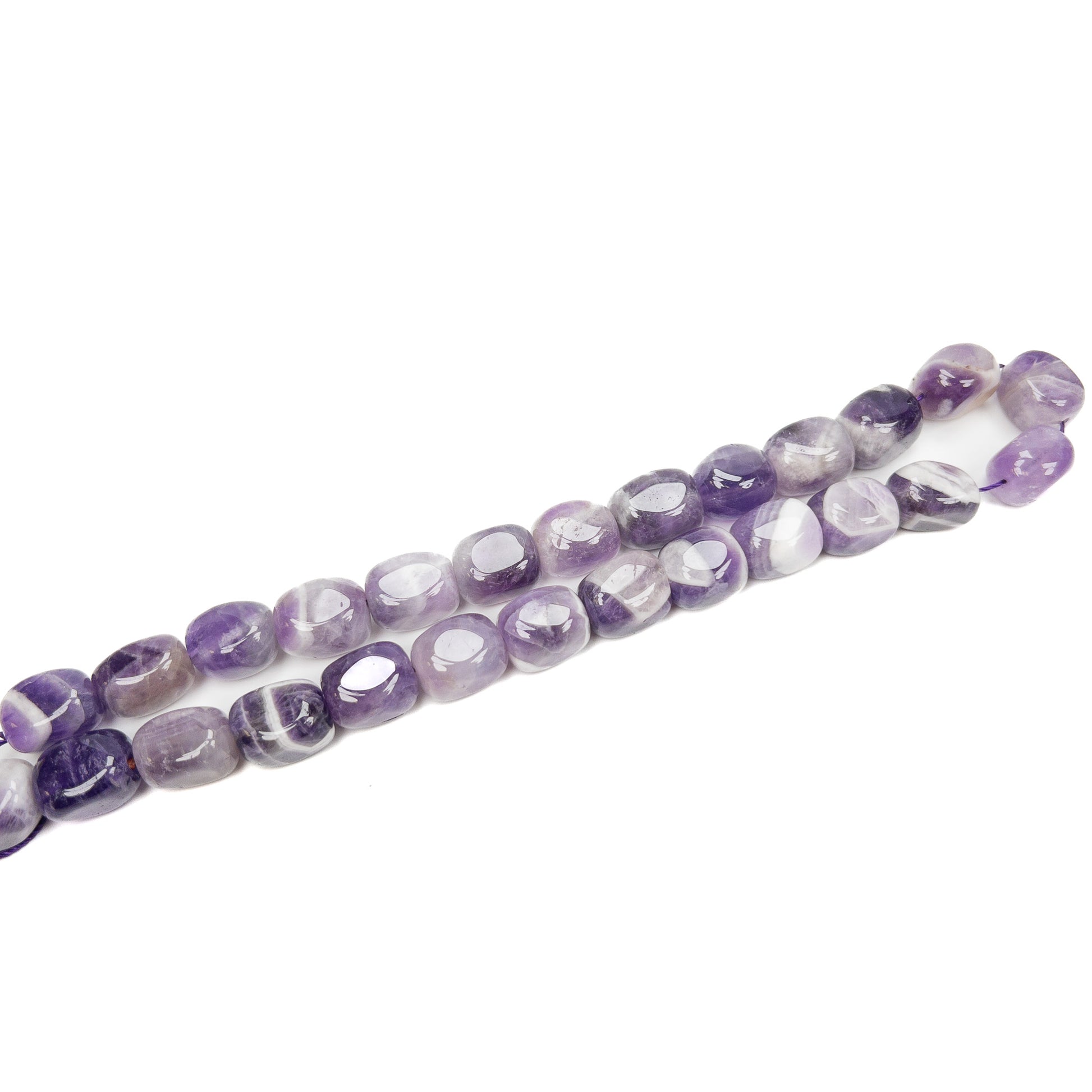 Banded Amethyst Large 15x12mm Tumbled Nugget Bead - 7.75" Strand-The Bead Gallery Honolulu