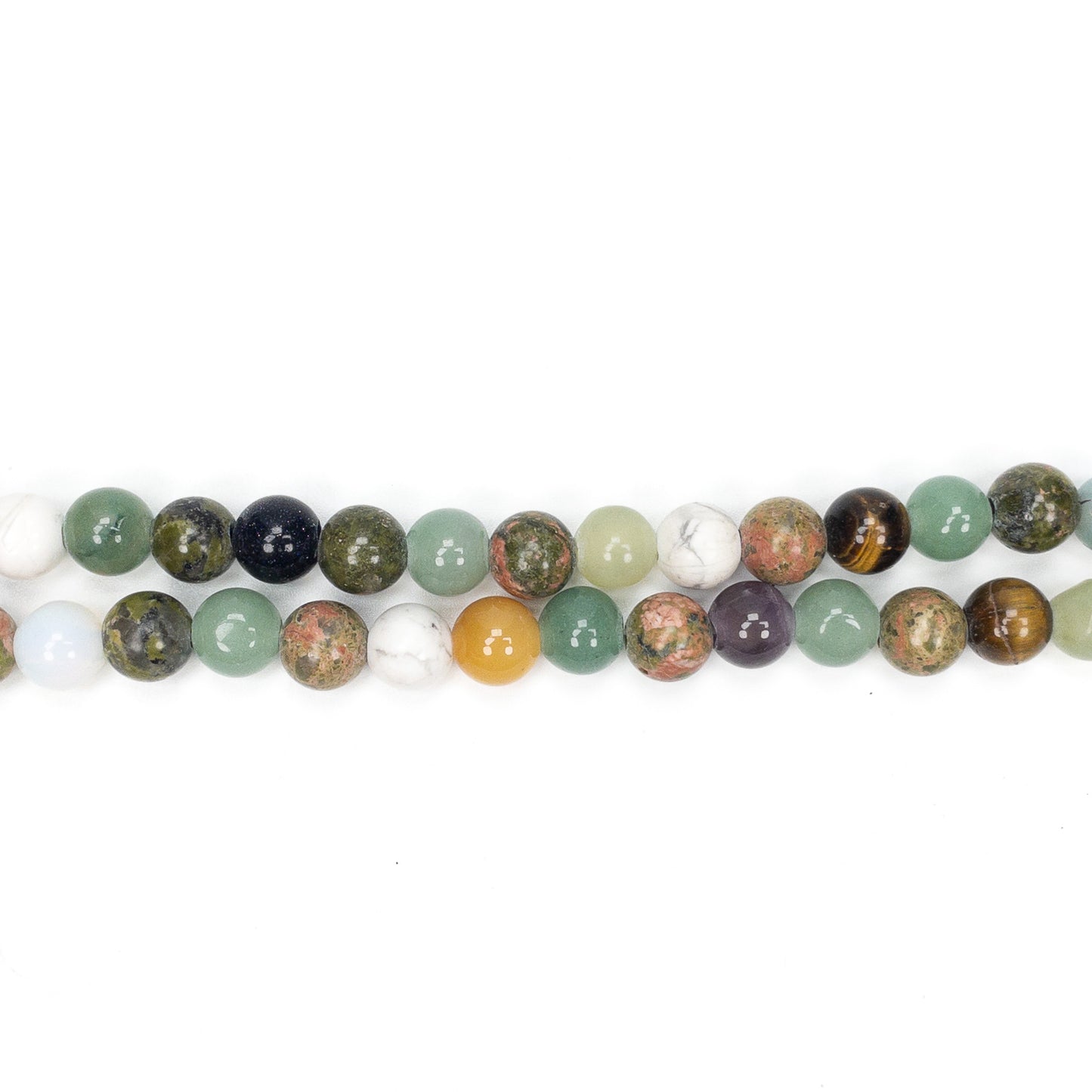 Mixed Gemstone 10mm Large Hole Rustic Round Bead - 15.5" Strand (GEM731)-The Bead Gallery Honolulu