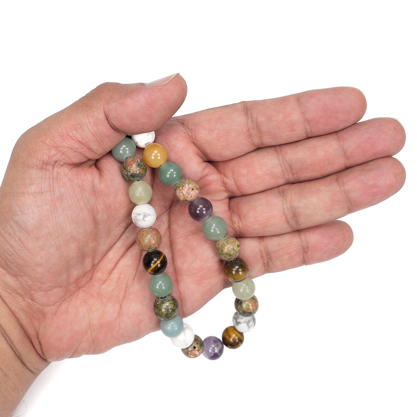 Mixed Gemstone 10mm Large Hole Rustic Round Bead - 15.5" Strand (GEM731)-The Bead Gallery Honolulu