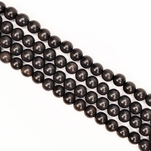 Black Ebony 9mm Round Bead - 16.5" Strand-The Bead Gallery Honolulu
