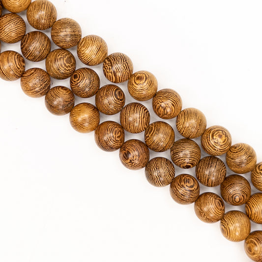 African Wenge Striped 12mm Smooth Round Bead - 7.5 Strand-The Bead Gallery Honolulu